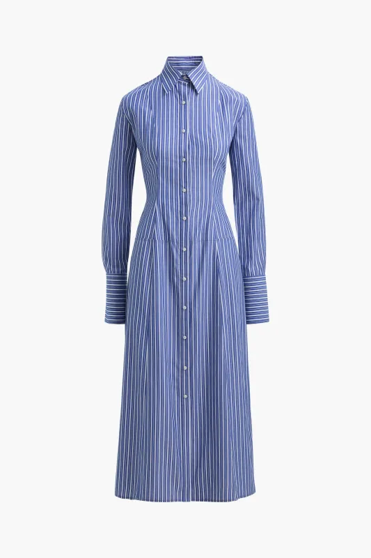 The Sammy Shirtdress in Navy Striped Cotton made by Brandon Maxwell