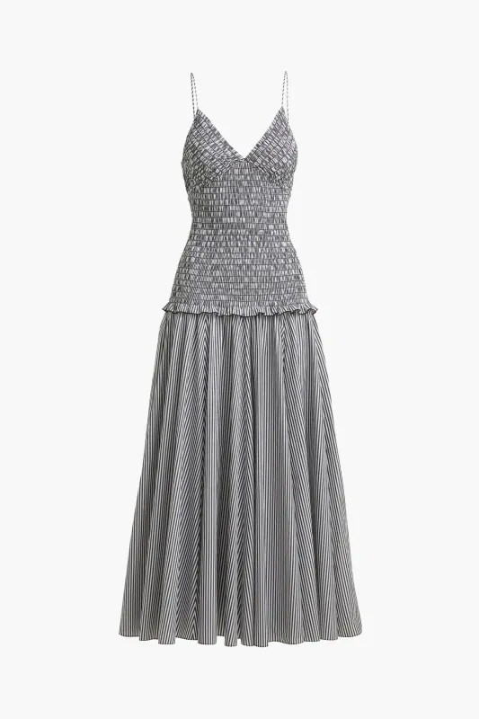 The Josie Dress in Black and White Striped Cotton made by Brandon Maxwell