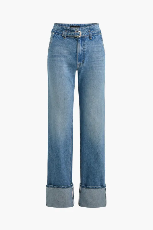 The Belted Alexa Cuffed Denim in Vintage Wash made by Brandon Maxwell