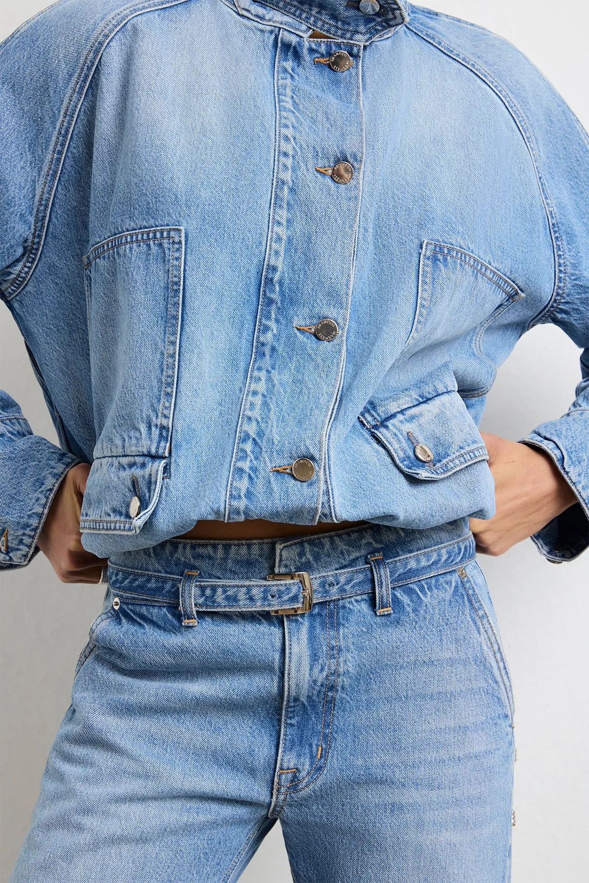 The Belted Alexa Cuffed Denim in Vintage Wash sold by Brandon Maxwell product image thumbnail 3