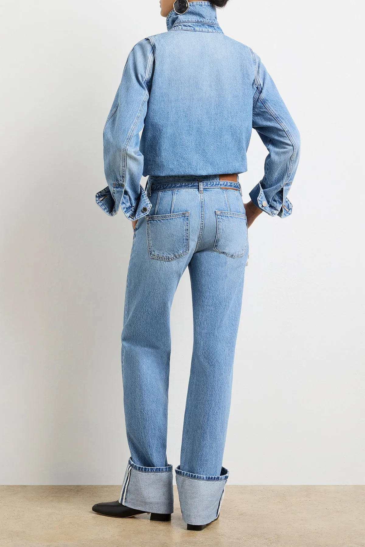 The Belted Alexa Cuffed Denim in Vintage Wash sold by Brandon Maxwell product image thumbnail 5