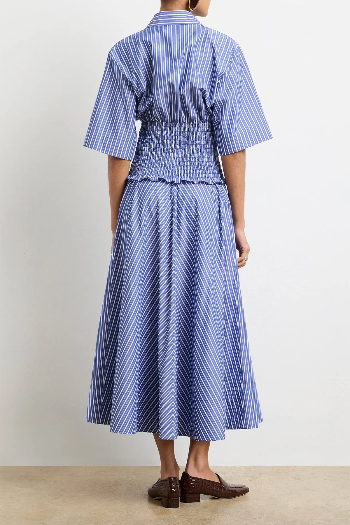 The Knox Skirt in Navy Striped Cotton sold by Brandon Maxwell product image thumbnail 3