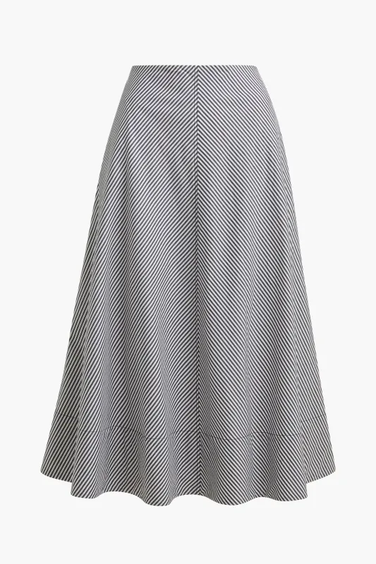 The Knox Skirt in Black and White Striped Cotton sold by Brandon Maxwell