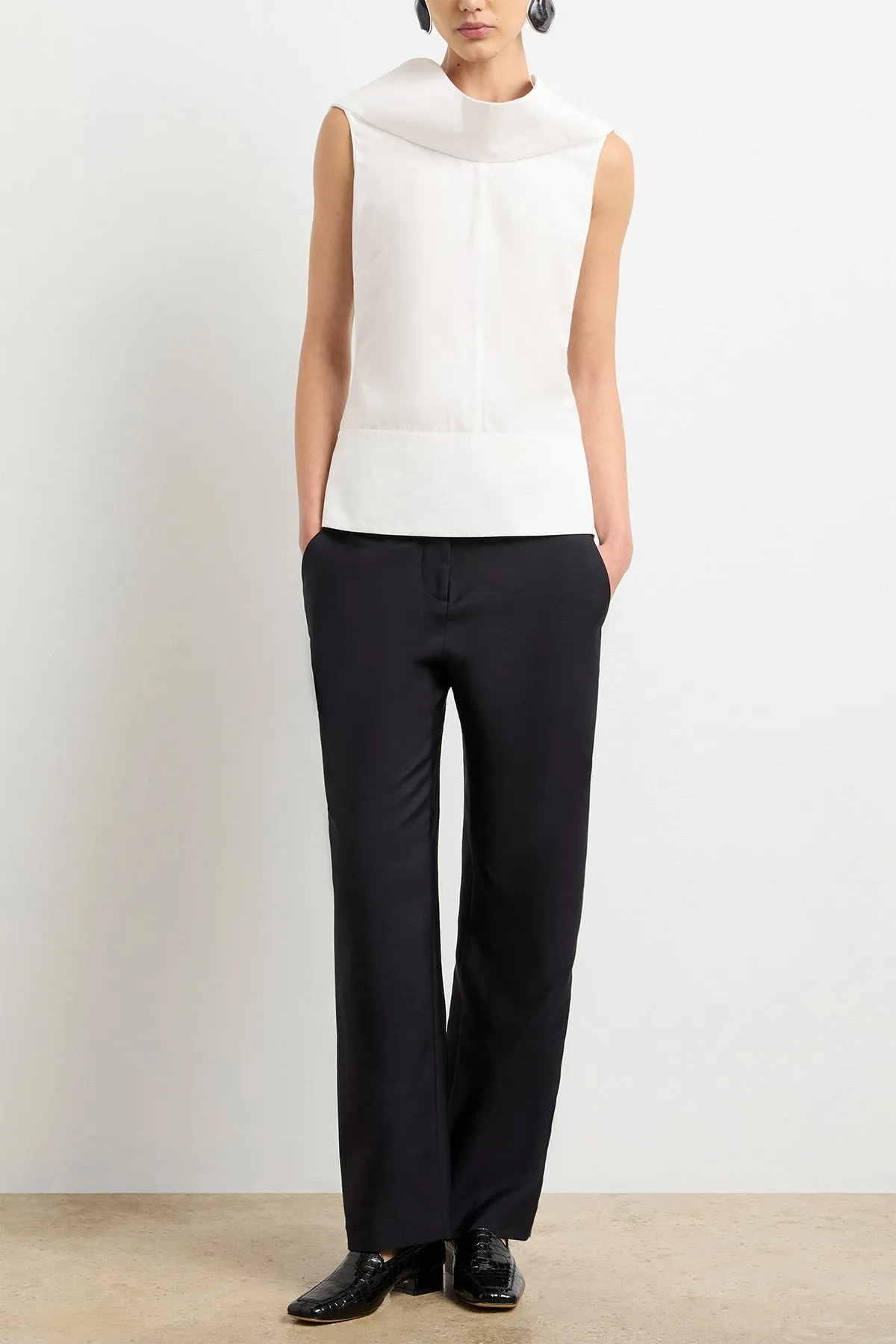 The Bowie Top in White Cotton Poplin sold by Brandon Maxwell product image thumbnail 3