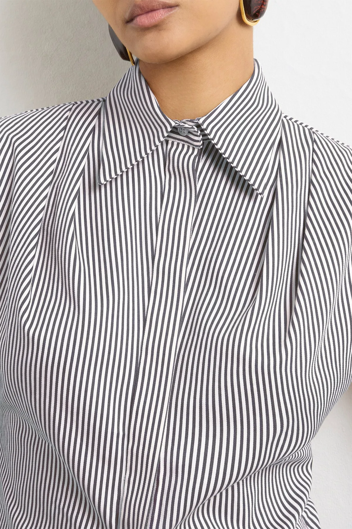 The Gabi Top in Black and White Striped Cotton sold by Brandon Maxwell product image thumbnail 3
