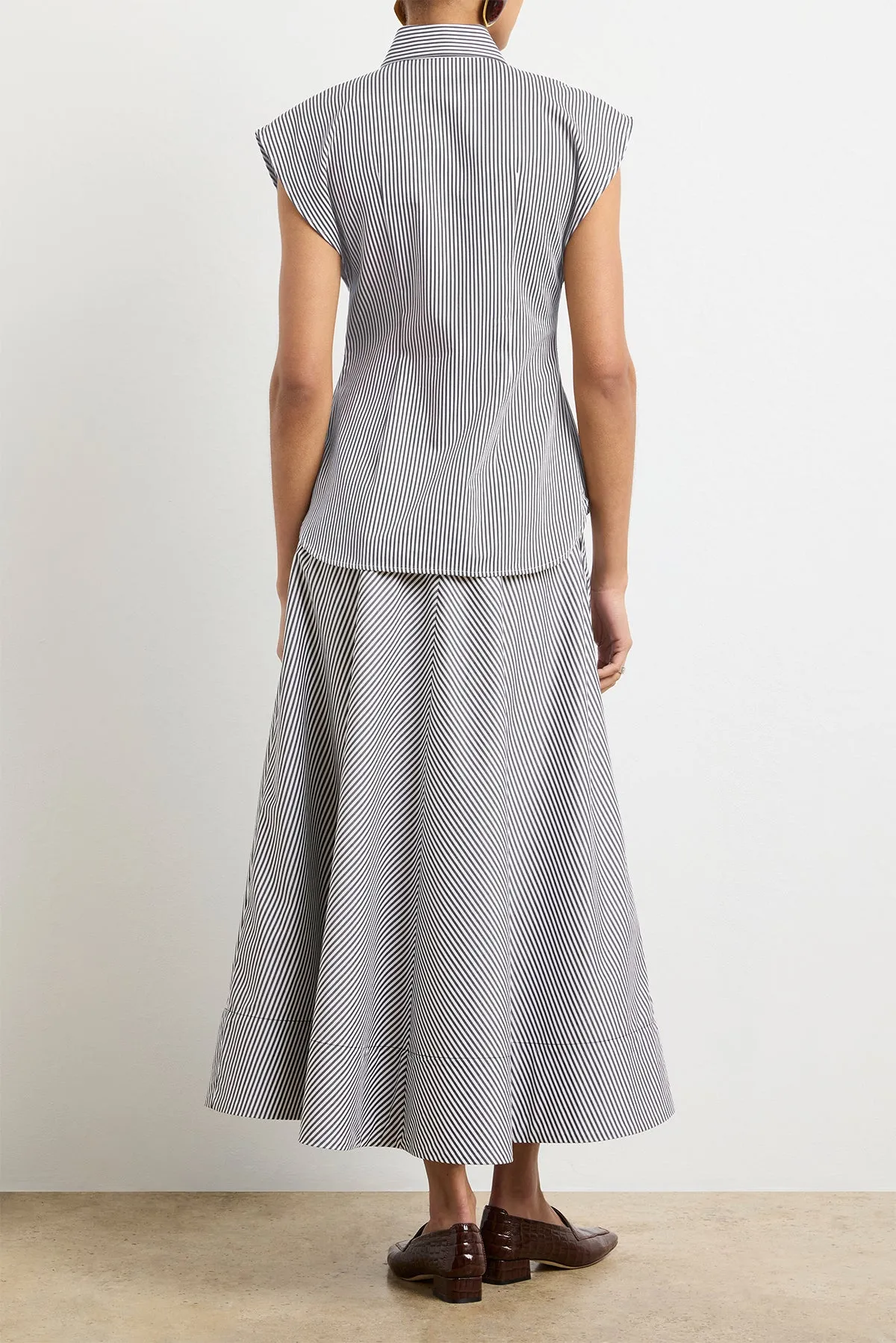The Gabi Top in Black and White Striped Cotton sold by Brandon Maxwell product image thumbnail 4