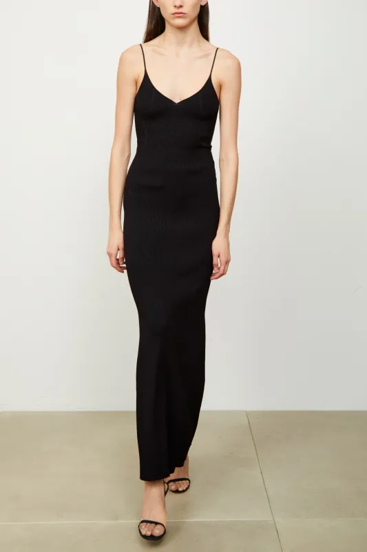 The Maeve Ankle Length Ribbed Knit Dress in Black made by Brandon Maxwell