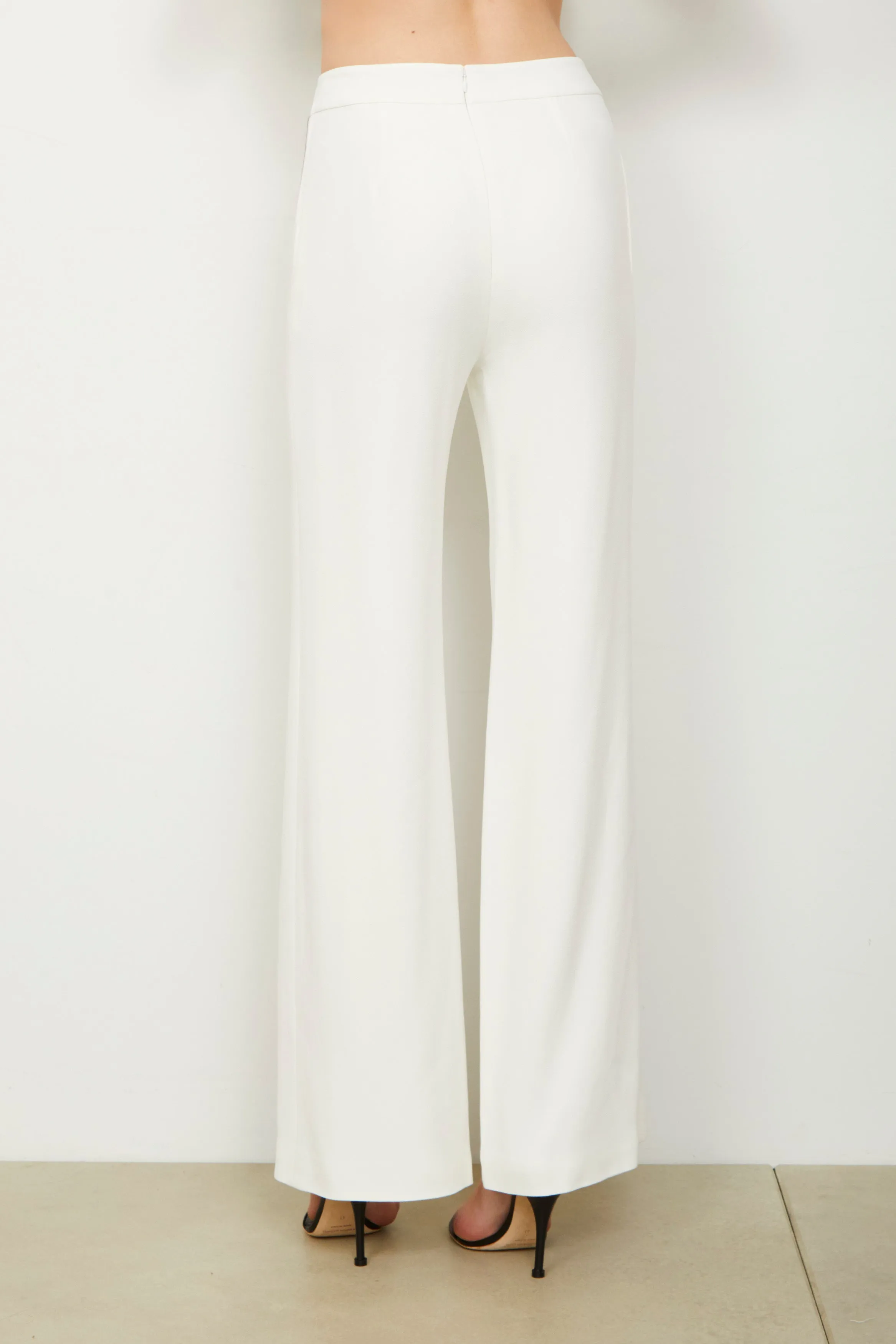The High Waisted Wide Leg Trouser in White sold by Brandon Maxwell product image thumbnail 3