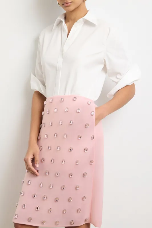 The Leanne Embroidered Pencil Skirt in Powder Pink made by Brandon Maxwell