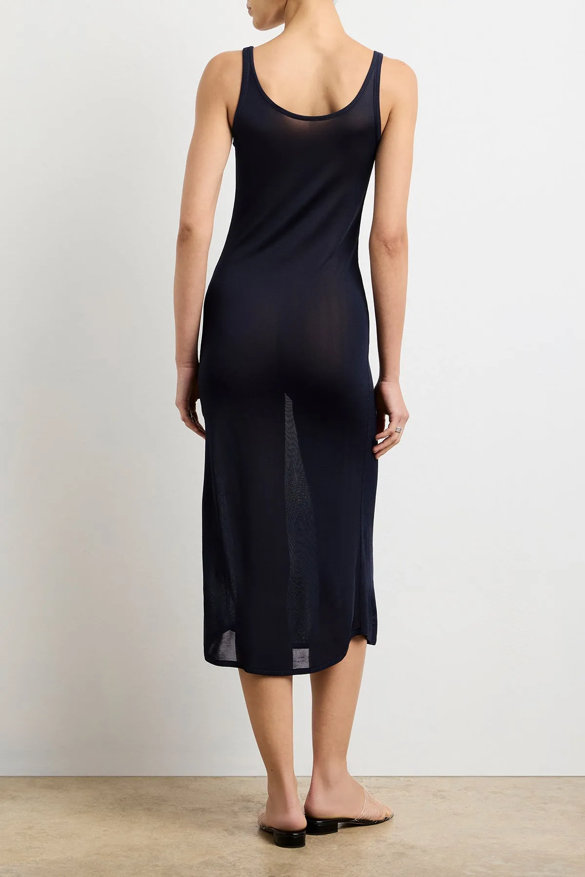 The Catherine Henley Tank Midi Dress in Navy sold by Brandon Maxwell product image thumbnail 3