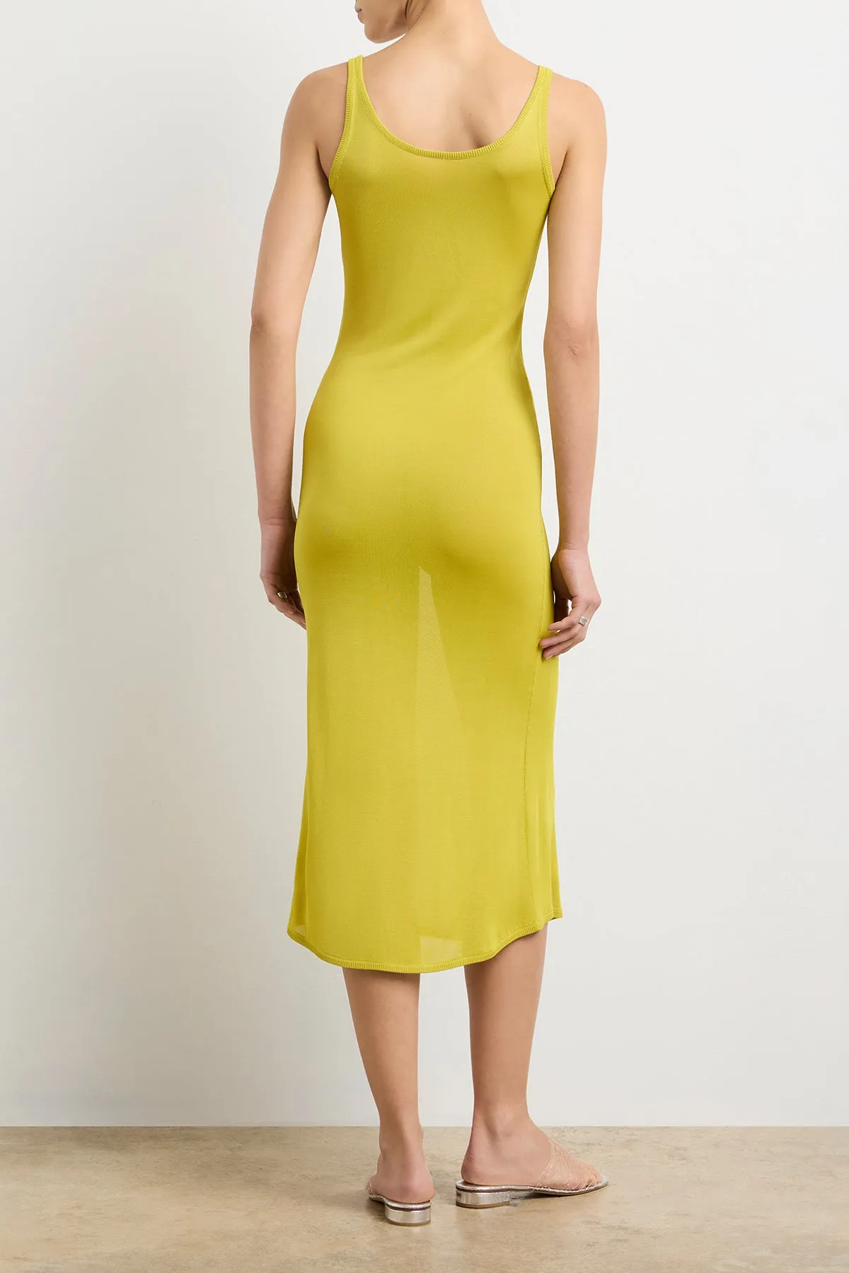 The Catherine Henley Tank Midi Dress in Olive Oil sold by Brandon Maxwell product image thumbnail 3