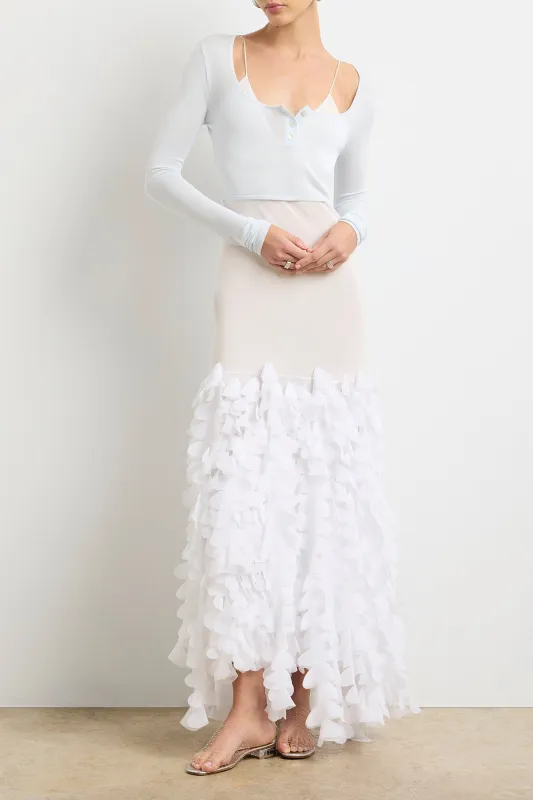 The Wylder Cropped Henley in Ice Melt made by Brandon Maxwell