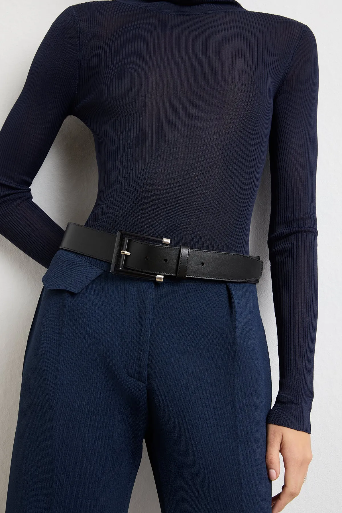 The Leather Belt in Black sold by Brandon Maxwell product image thumbnail 2