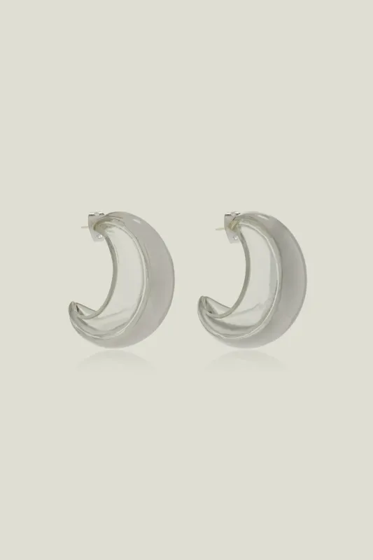The Transluscent Hoop Earring in Silver made by Brandon Maxwell