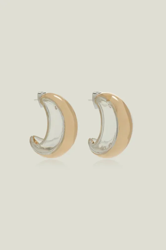 The Transluscent Hoop Earring in Gold made by Brandon Maxwell
