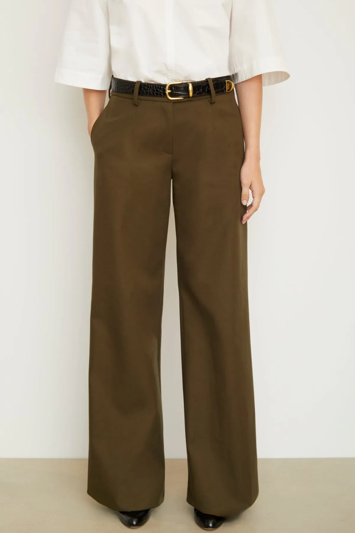 The Tenley Trouser in Olive sold by Brandon Maxwell product image thumbnail 3