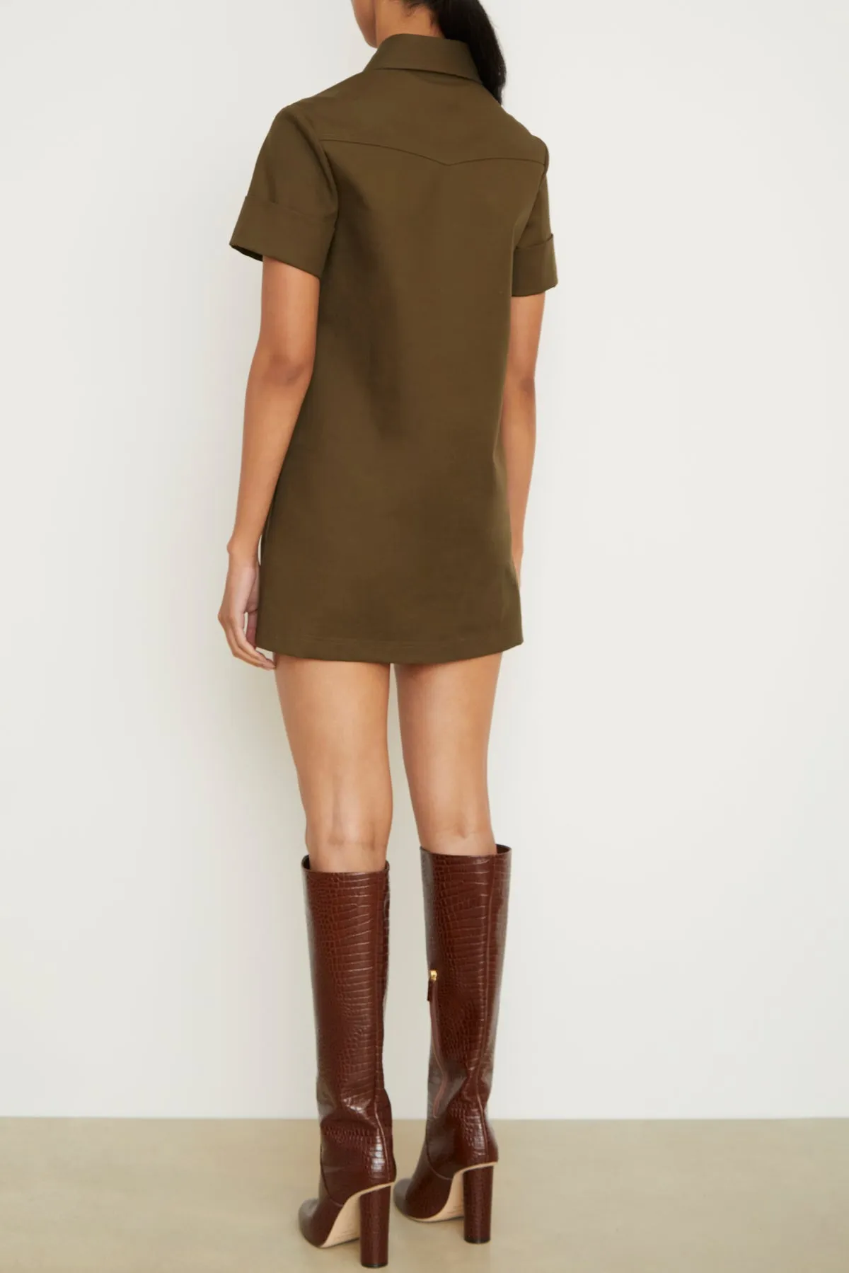 The Noelle Mini Dress in Olive sold by Brandon Maxwell product image thumbnail 3