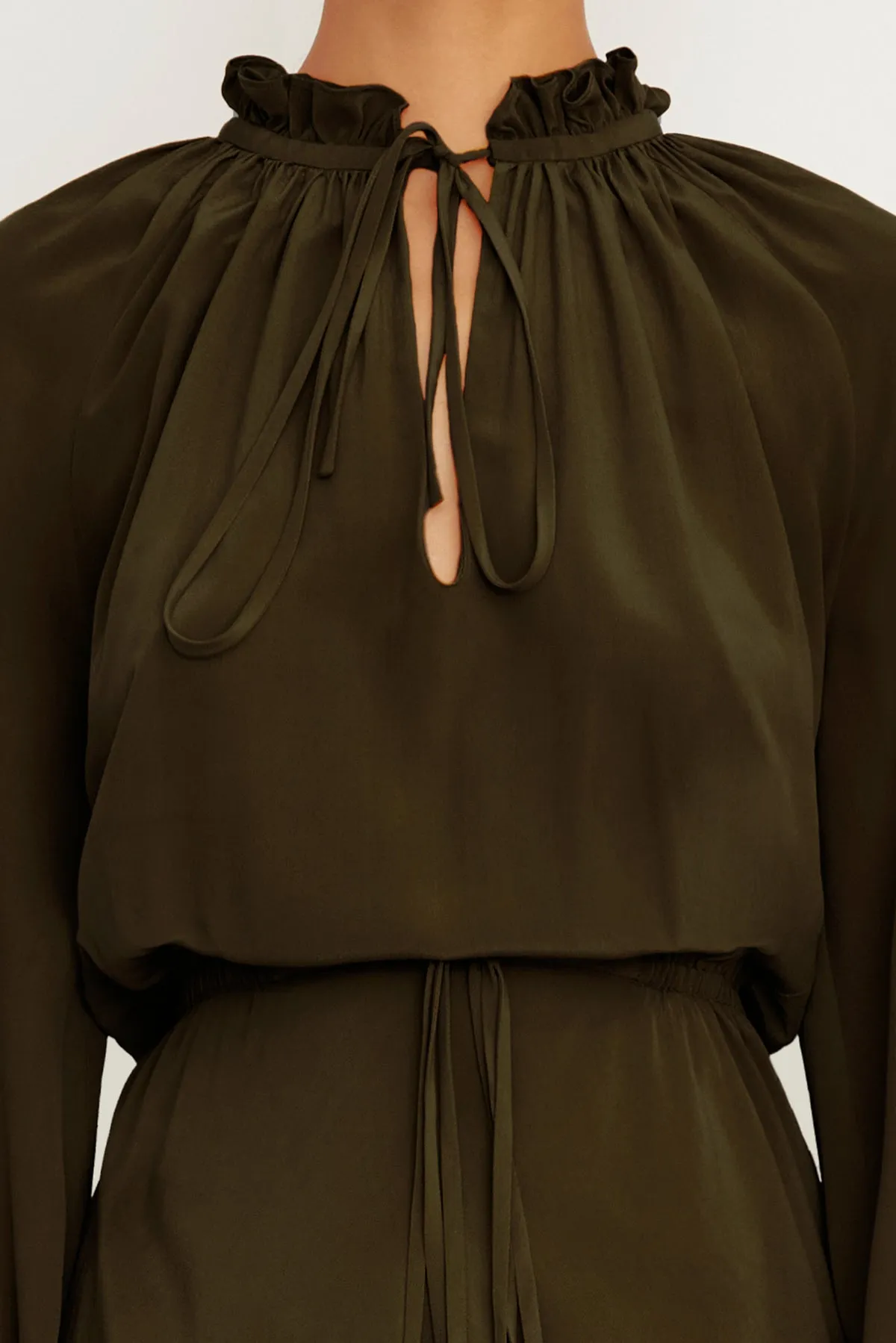 The Pam Mini Caftan Dress in Green Silk sold by Brandon Maxwell product image thumbnail 4