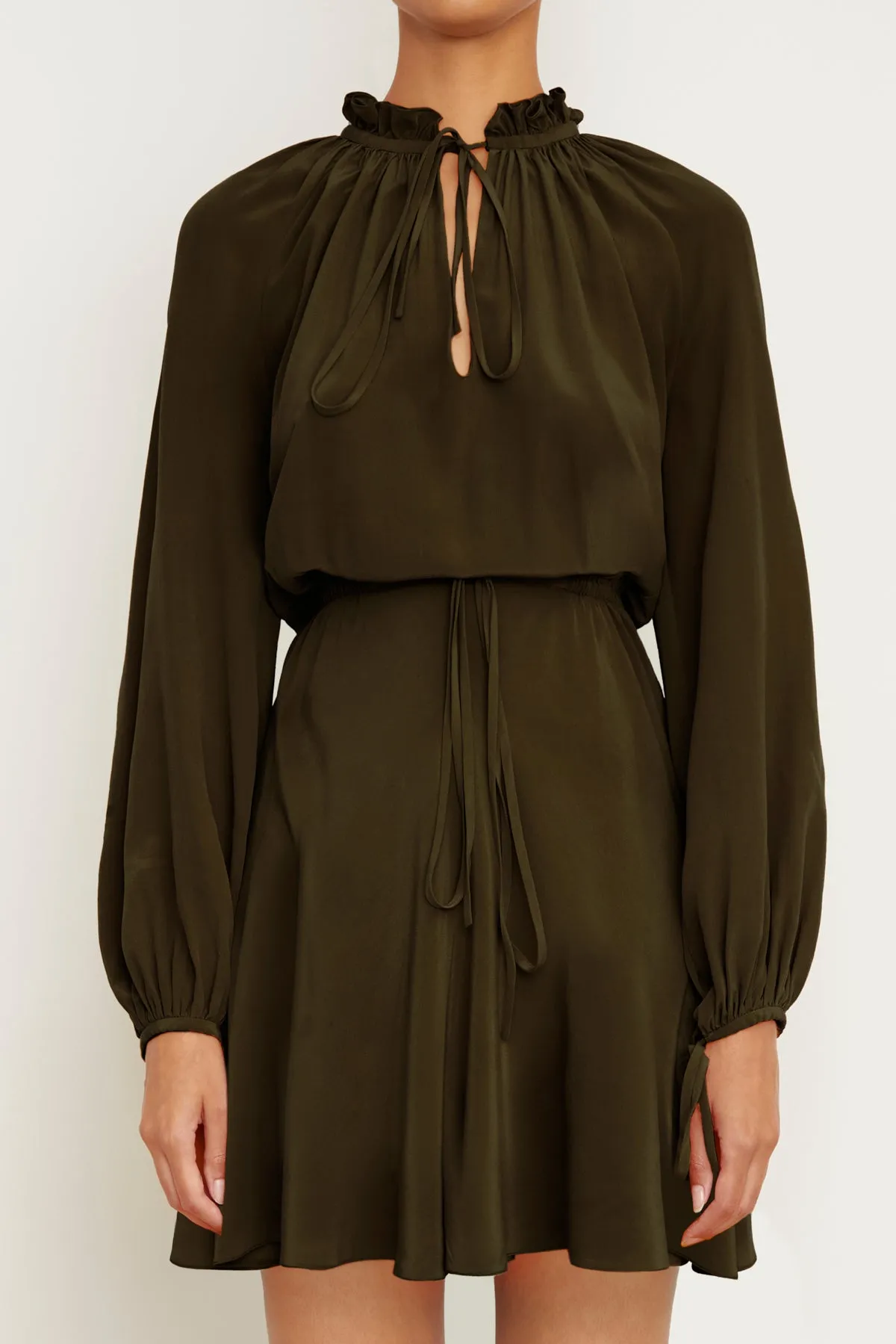 The Pam Mini Caftan Dress in Green Silk sold by Brandon Maxwell product image thumbnail 2