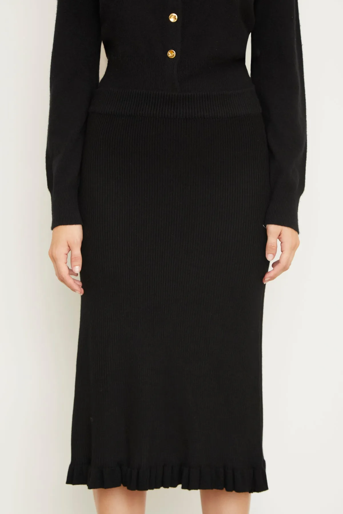 The Grace Cashmere Midi Skirt in Black sold by Brandon Maxwell product image thumbnail 3
