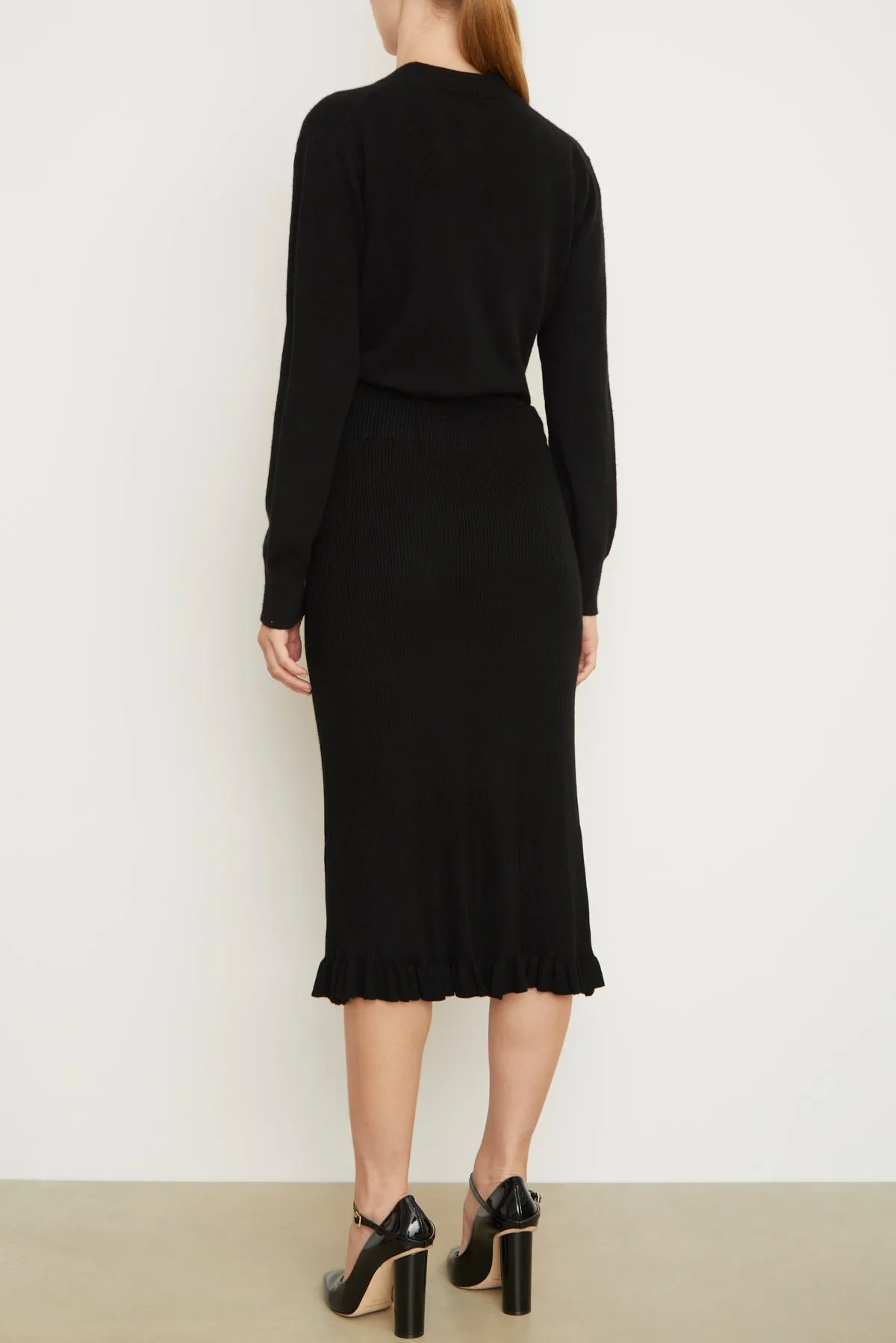 The Grace Cashmere Midi Skirt in Black sold by Brandon Maxwell product image thumbnail 4