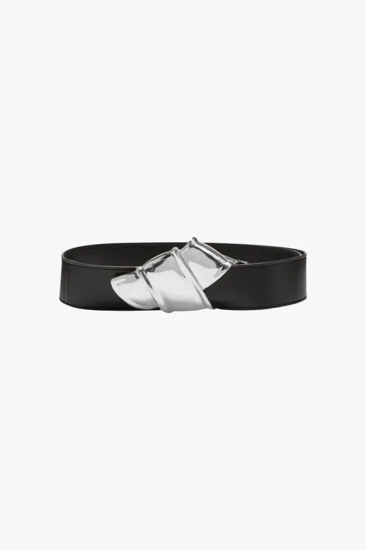 The Courtney Belt in Black and Silver made by Brandon Maxwell