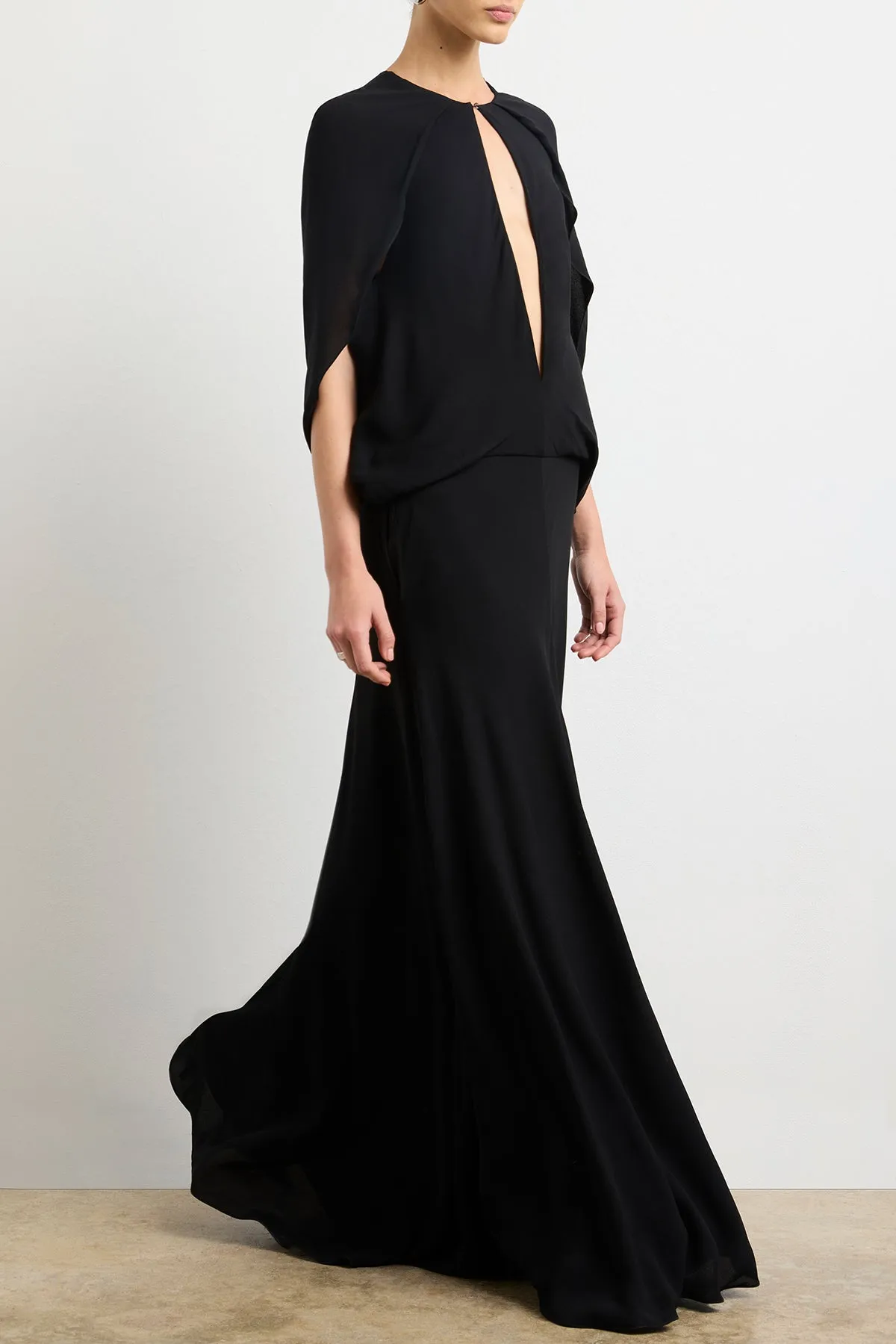 The Jillian Cape Dress in Black sold by Brandon Maxwell product image thumbnail 3