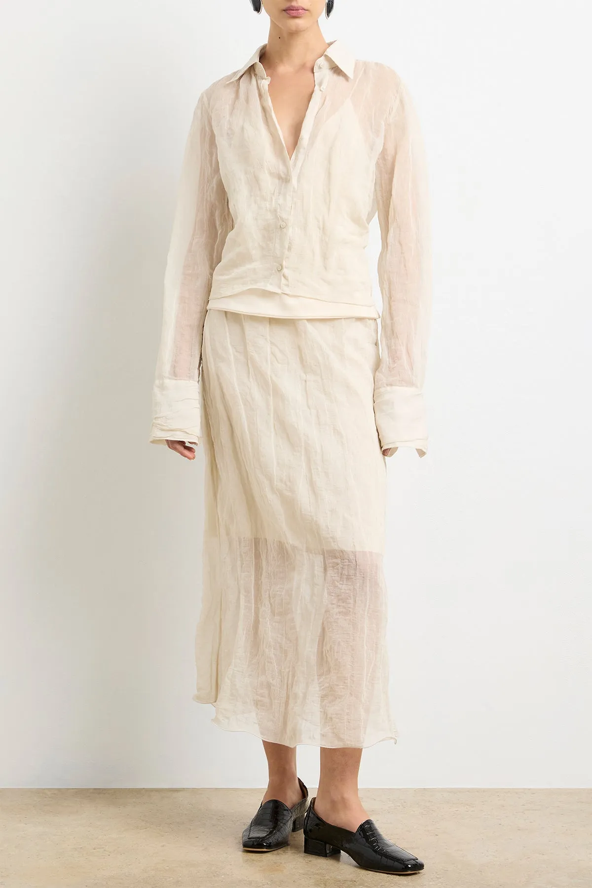 The Billie Button Up Top in Metal Oyster Organza sold by Brandon Maxwell product image thumbnail 3