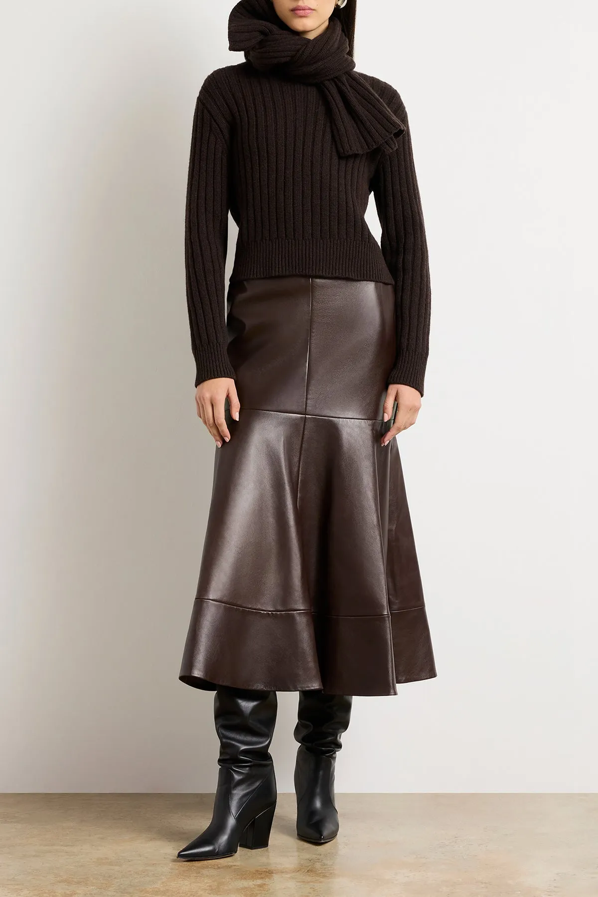 The Ryan Ribbed Scarf Sweater in Chocolate Brown sold by Brandon Maxwell product image thumbnail 3