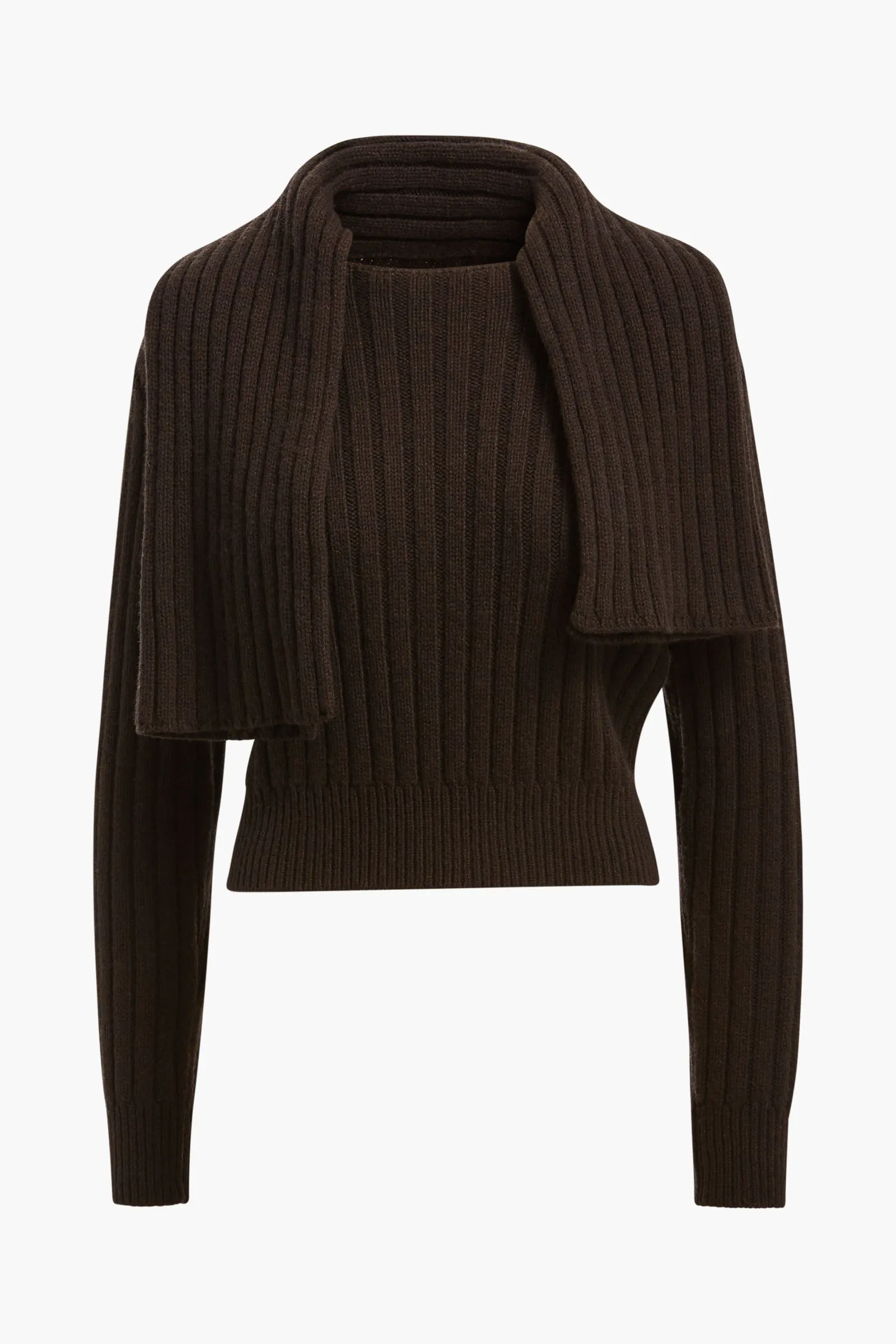The Ryan Ribbed Scarf Sweater in Chocolate Brown sold by Brandon Maxwell product image thumbnail 4