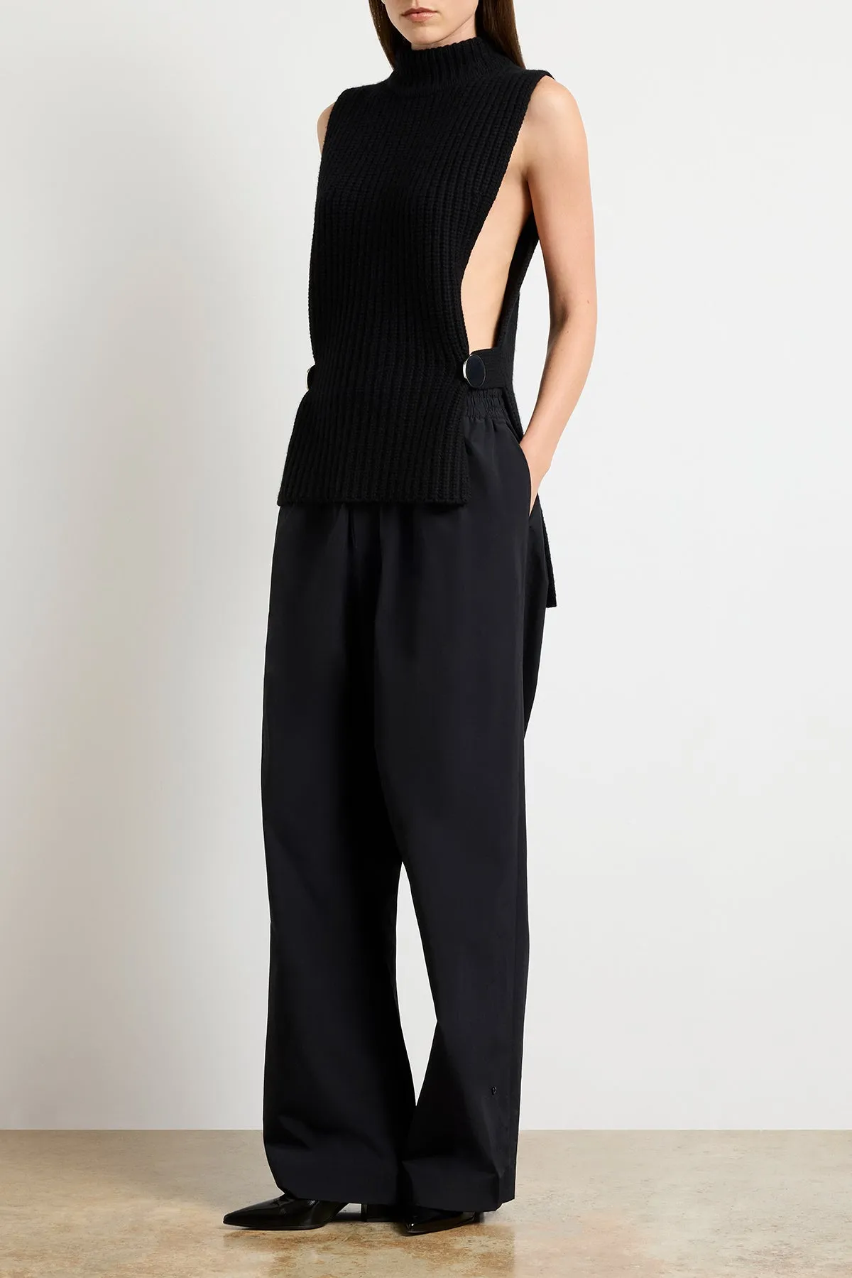 The Grayson English Rib Gillet in Black sold by Brandon Maxwell product image thumbnail 4