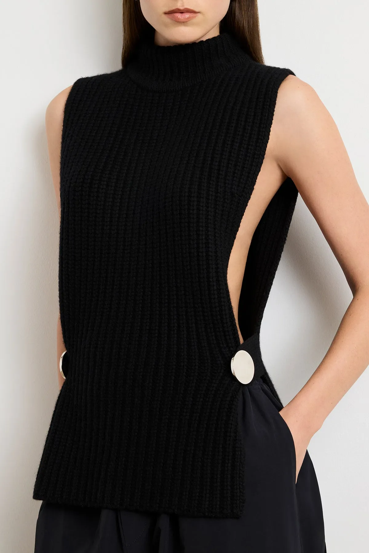 The Grayson English Rib Gillet in Black sold by Brandon Maxwell product image thumbnail 2