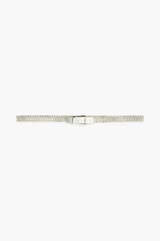 The Celeste Watch Belt in Silver made by Brandon Maxwell