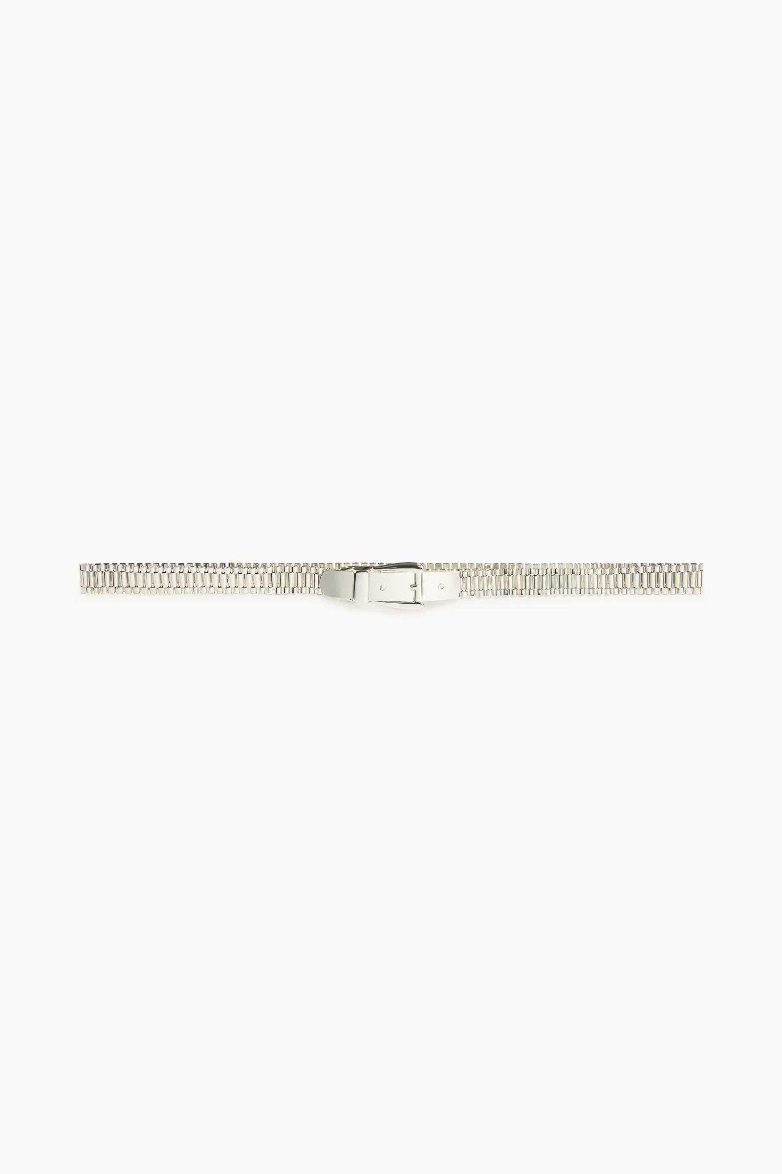 The Celeste Watch Belt in Silver sold by Brandon Maxwell
