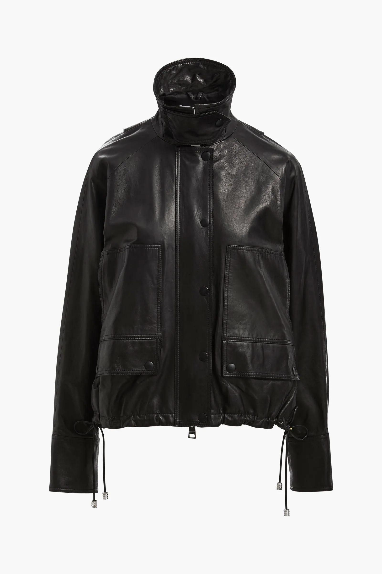 The Harper Balloon Jacket in Black Nappa Leather sold by Brandon Maxwell