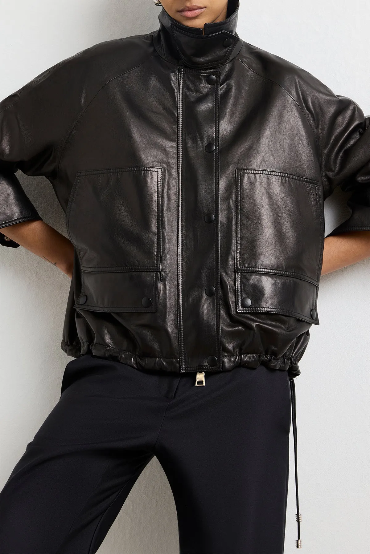 The Harper Balloon Jacket in Black Nappa Leather sold by Brandon Maxwell product image thumbnail 2
