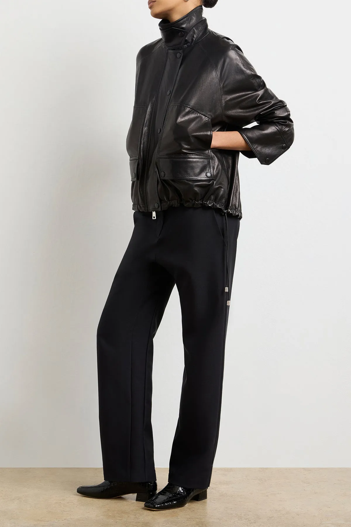 The Harper Balloon Jacket in Black Nappa Leather sold by Brandon Maxwell product image thumbnail 4