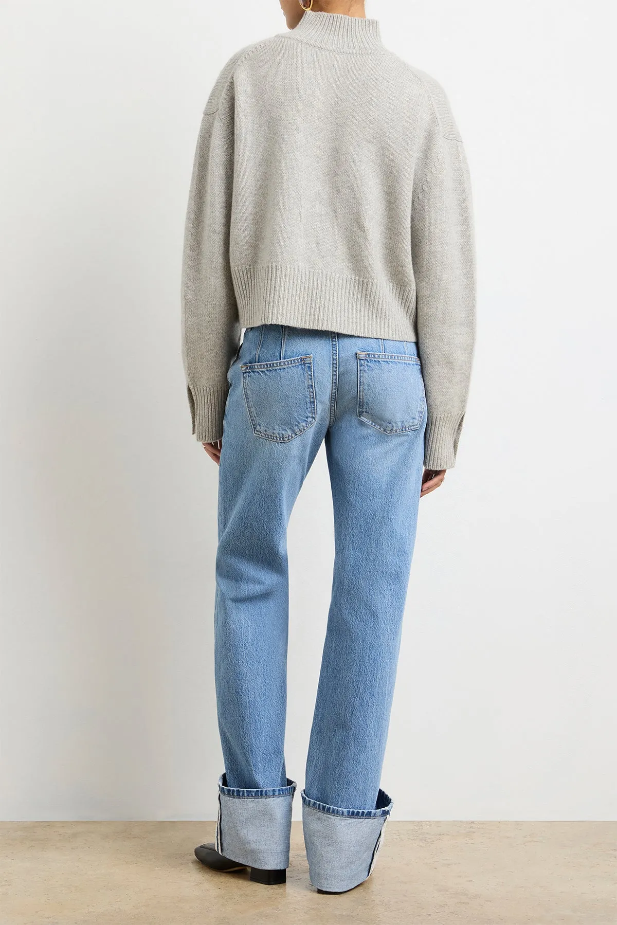 The Rowe Cropped Henley in Foggy Cashmere sold by Brandon Maxwell product image thumbnail 4