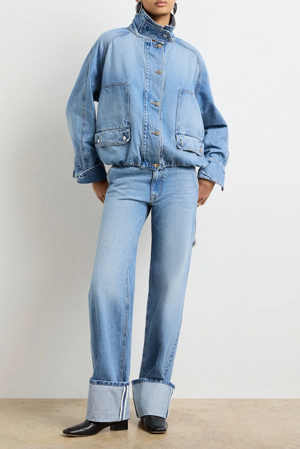 The Harper Balloon Jacket in Vintage Wash Denim sold by Brandon Maxwell product image thumbnail 3