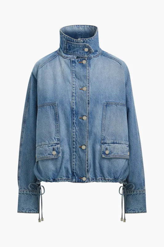 The Harper Balloon Jacket in Vintage Wash Denim made by Brandon Maxwell