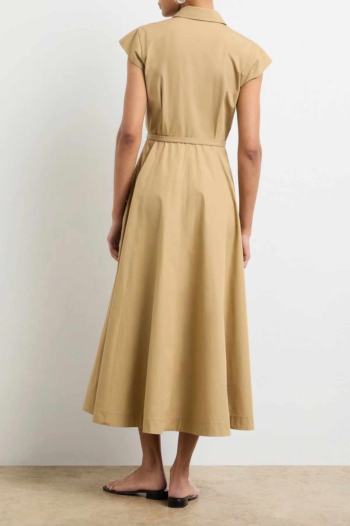 The Exclusive Jace Short Sleeve Collared Dress in Khaki sold by Brandon Maxwell product image thumbnail 3