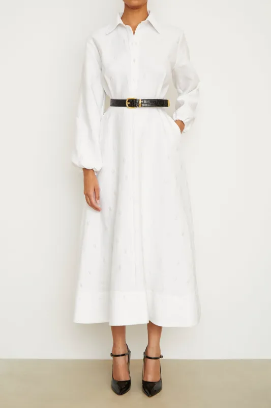 The Maggie Shirtdress in White Polka Dot made by Brandon Maxwell