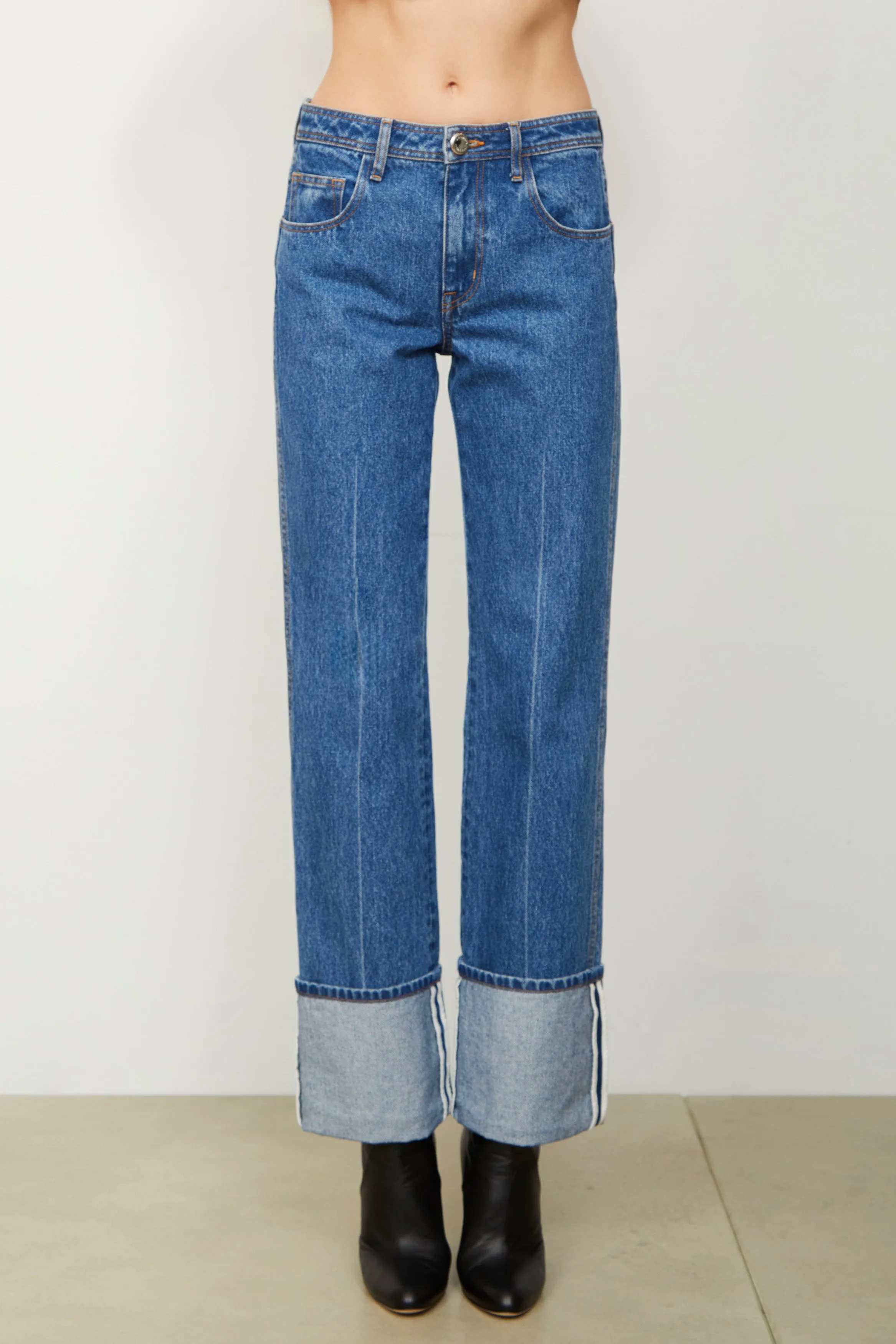 The Alexa Cuffed Denim in American Blue sold by Brandon Maxwell product image thumbnail 2