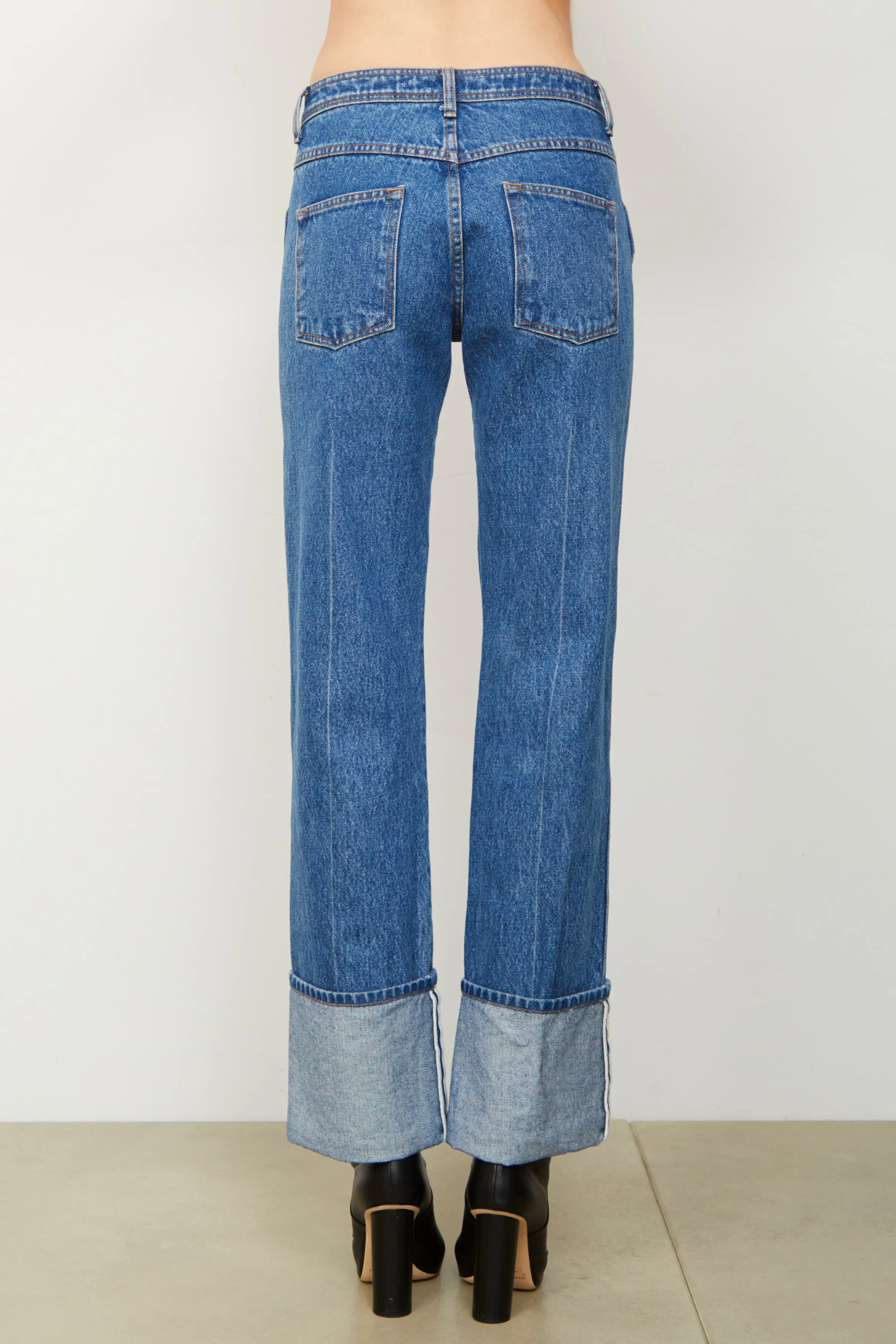 The Alexa Cuffed Denim in American Blue sold by Brandon Maxwell product image thumbnail 3