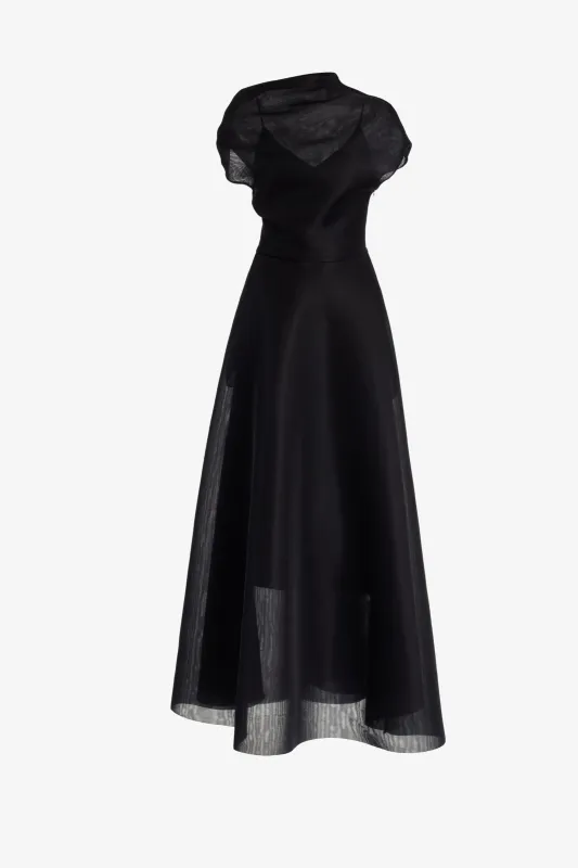 The Geneviene Dress in Black Neoprene made by Brandon Maxwell