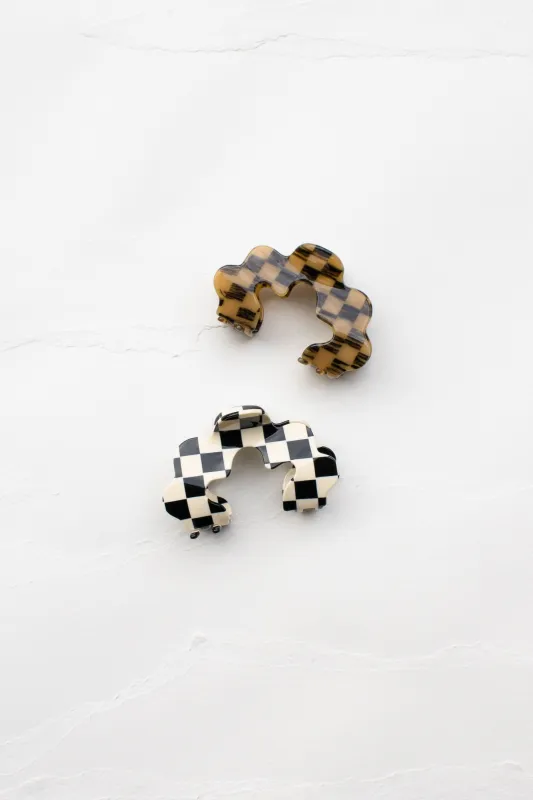 Eco Wave Cloud Checkerboard Pattern Hair Claw Clip made by Tiepology