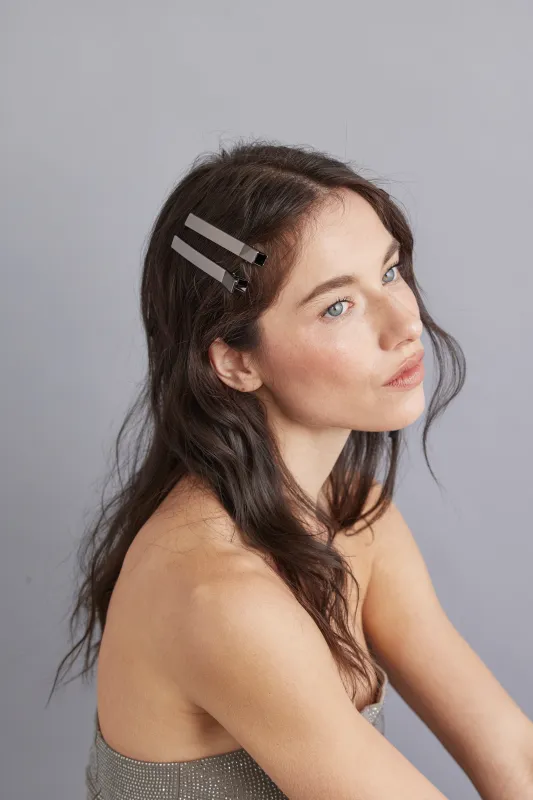 Small Glossy Coated Metal Hair Clip Set made by Tiepology