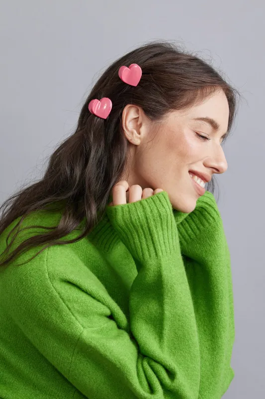 Glossy Candy Hearts Hair Clip Set sold by Tiepology