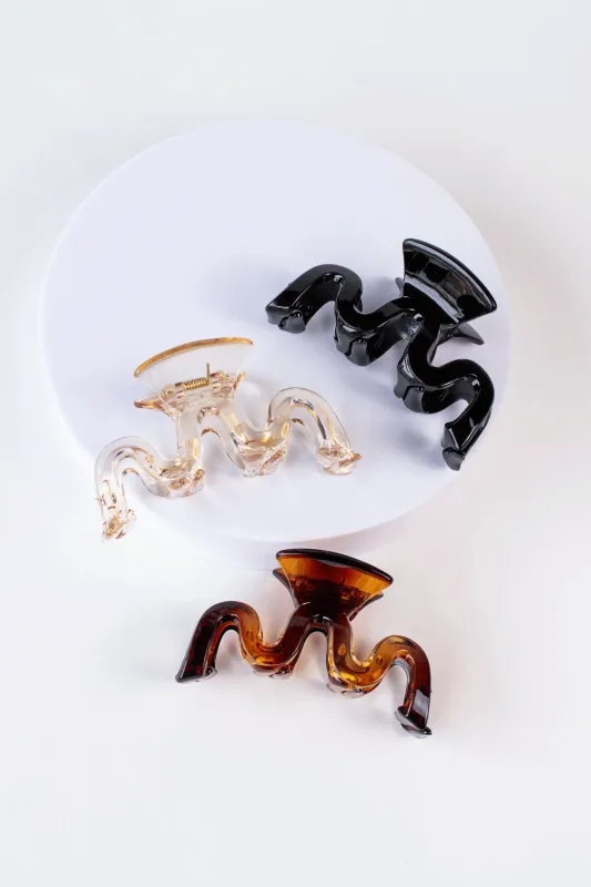 Glossy Waves Hair Claw Clip sold by Tiepology