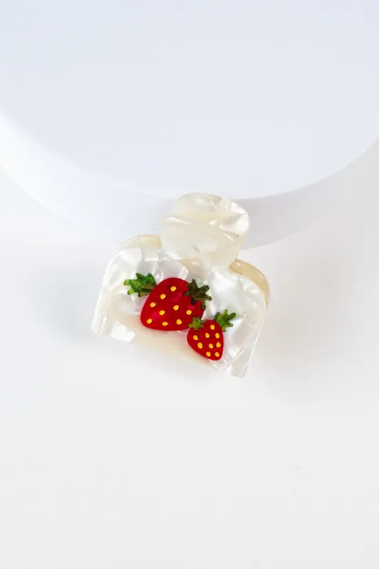Eco Strawberry Farm Handmade Hair Claw Clip made by Tiepology